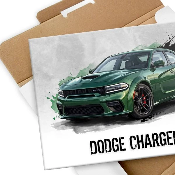 Grafika na metalu z pudelkiem Dodge Charger SRT Hellcat
